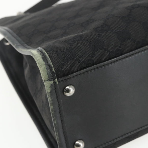 GUCCI GG Canvas Shoulder Bag Black Silver 110292 Auth 151660