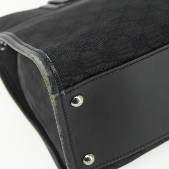GUCCI GG Canvas Shoulder Bag Black Silver 110292 Auth 151660