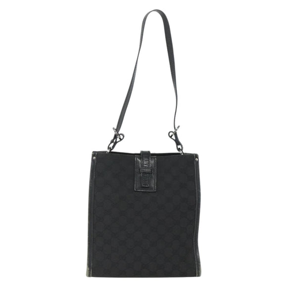 GUCCI GG Canvas Shoulder Bag Black Silver 110292 Auth 151660