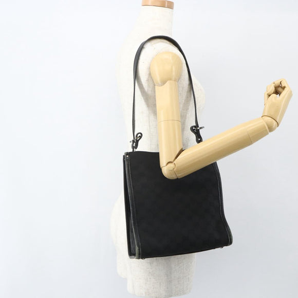 GUCCI GG Canvas Shoulder Bag Black Silver 110292 Auth 151660