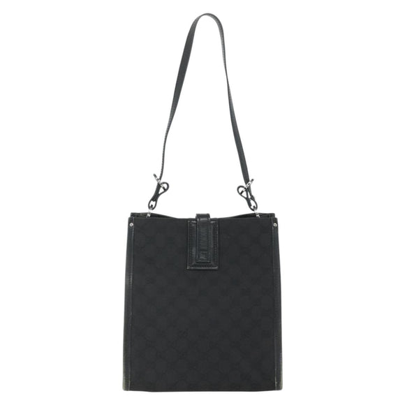 GUCCI GG Canvas Shoulder Bag Black Silver 110292 Auth 151660