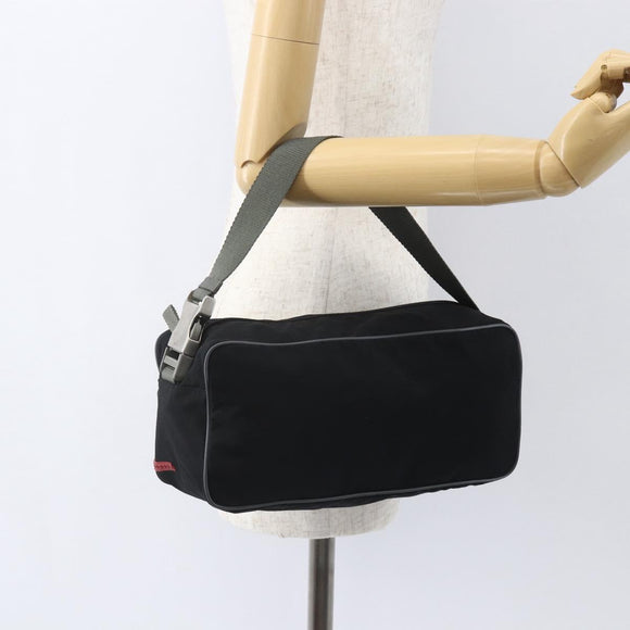 PRADA Sports Shoulder Bag Nylon Black Silver Auth 151661