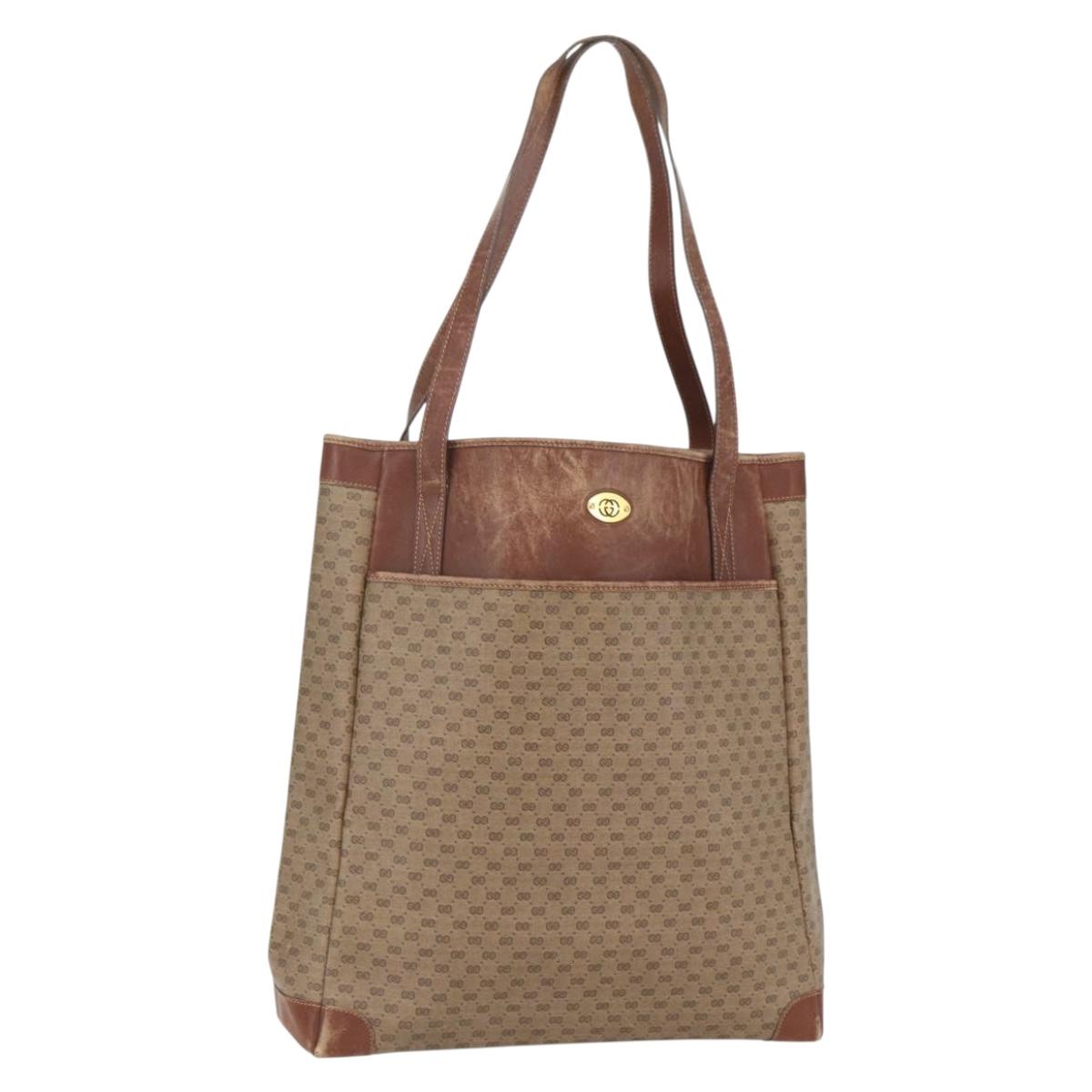 GUCCI Micro GG Supreme Tote Bag PVC Leather Beige Gold 002 115 