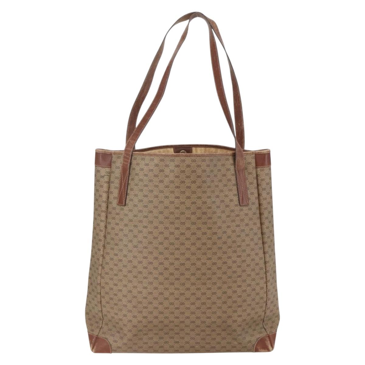 GUCCI Micro GG Supreme Tote Bag PVC Leather Beige Gold 002 115 