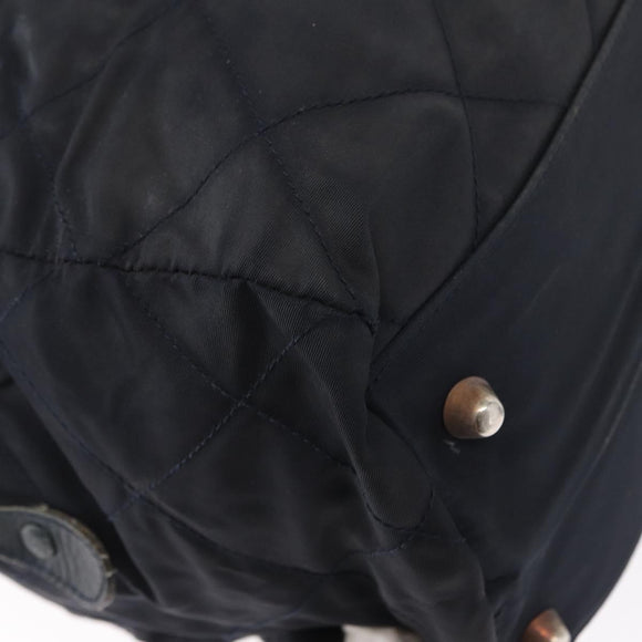 PRADA Shoulder Bag Nylon Navy Gold Auth 151665