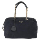 PRADA Shoulder Bag Nylon Navy Gold Auth 151665-13