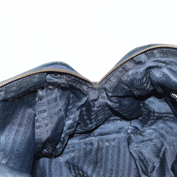 PRADA Shoulder Bag Nylon Navy Gold Auth 151665