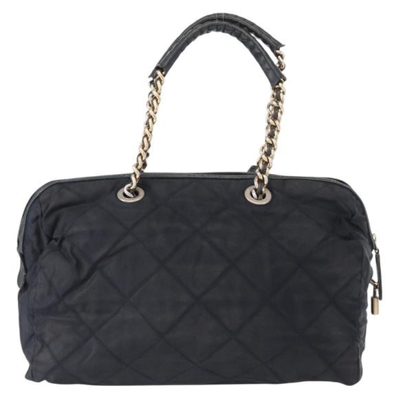 PRADA Shoulder Bag Nylon Navy Gold Auth 151665