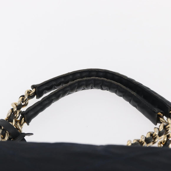 PRADA Shoulder Bag Nylon Navy Gold Auth 151665