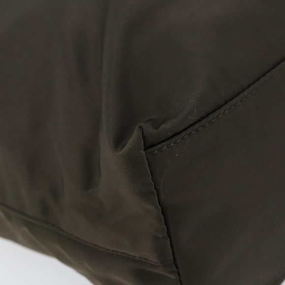 PRADA Tote Bag Nylon Khaki Silver Auth 151667