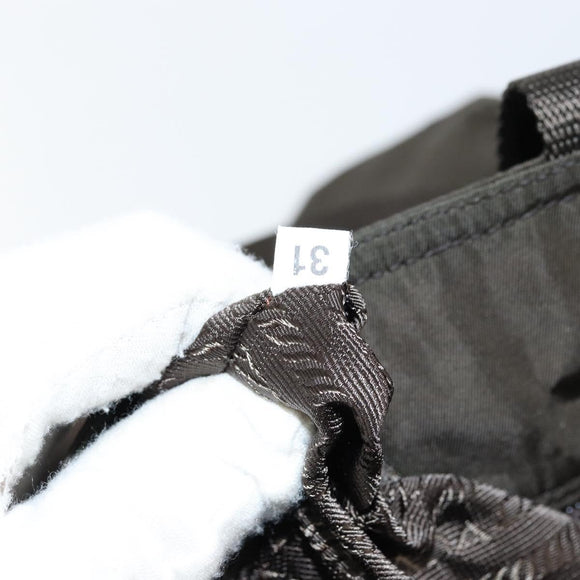 PRADA Tote Bag Nylon Khaki Silver Auth 151667