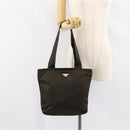 PRADA Tote Bag Nylon Khaki Silver Auth 151667-23