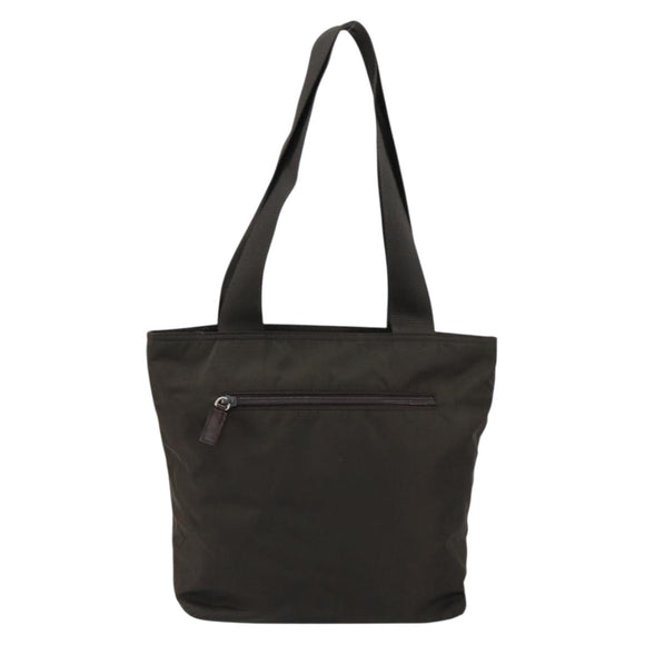 PRADA Tote Bag Nylon Khaki Silver Auth 151667