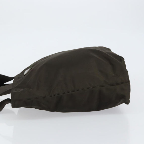 PRADA Tote Bag Nylon Khaki Silver Auth 151667