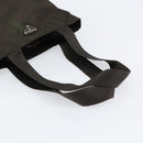 PRADA Tote Bag Nylon Khaki Silver Auth 151667-7