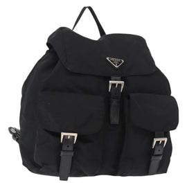 PRADA Backpack Nylon Black Silver Auth 151668