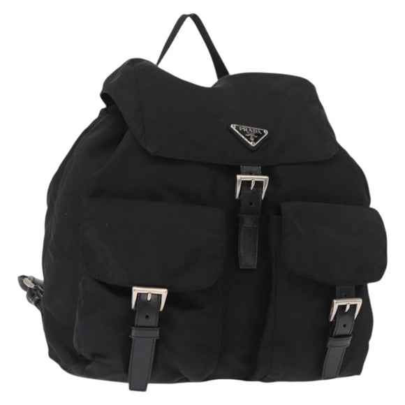 PRADA Backpack Nylon Black Silver Auth 151668
