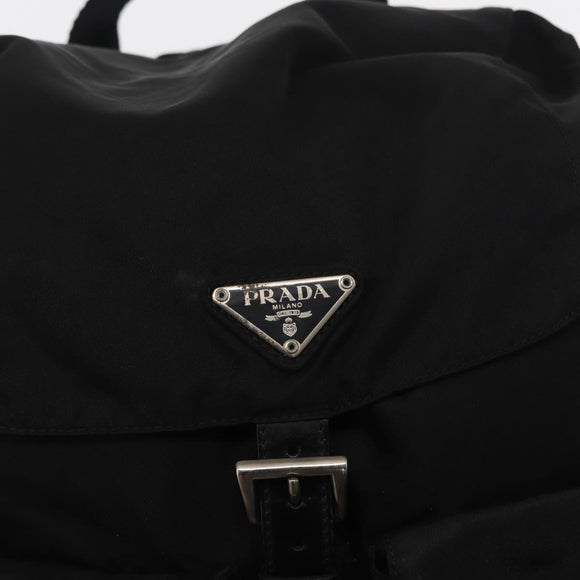 PRADA Backpack Nylon Black Silver Auth 151668