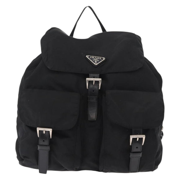 PRADA Backpack Nylon Black Silver Auth 151668