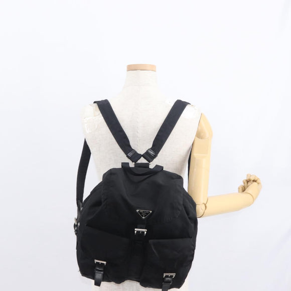 PRADA Backpack Nylon Black Silver Auth 151668