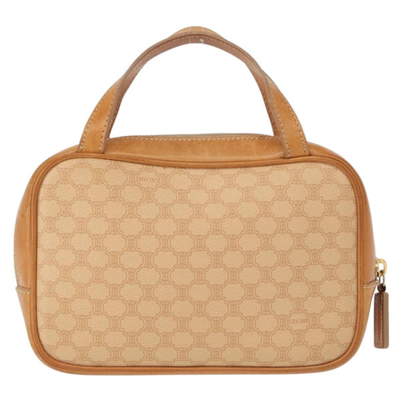 CELINE Macadam Canvas Hand Bag PVC Beige Gold Auth 151669