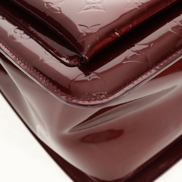 LOUIS VUITTON Monogram Vernis Romaine Hand Bag Rouge Favist M91393 Auth 151670AV