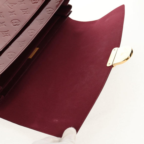 LOUIS VUITTON Monogram Vernis Romaine Hand Bag Rouge Favist M91393 Auth 151670AV