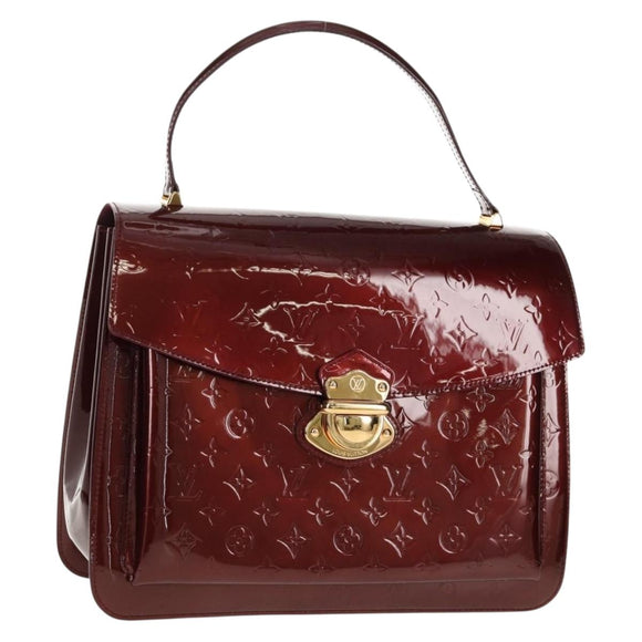 LOUIS VUITTON Monogram Vernis Romaine Hand Bag Rouge Favist M91393 Auth 151670V