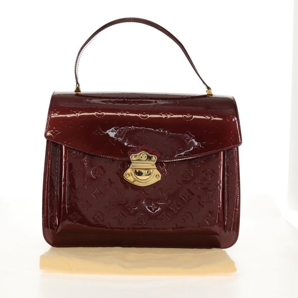 LOUIS VUITTON Monogram Vernis Romaine Hand Bag Rouge Favist M91393 Auth 151670V