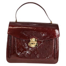 LOUIS VUITTON Monogram Vernis Romaine Hand Bag Rouge Favist M91393 Auth 151670V-13