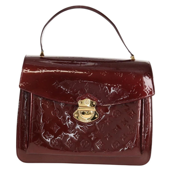 LOUIS VUITTON Monogram Vernis Romaine Hand Bag Rouge Favist M91393 Auth 151670V