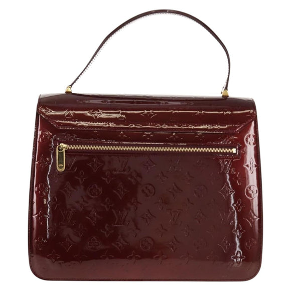LOUIS VUITTON Monogram Vernis Romaine Hand Bag Rouge Favist M91393 Auth 151670V