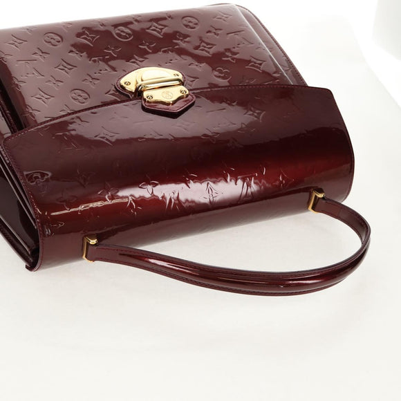 LOUIS VUITTON Monogram Vernis Romaine Hand Bag Rouge Favist M91393 Auth 151670V