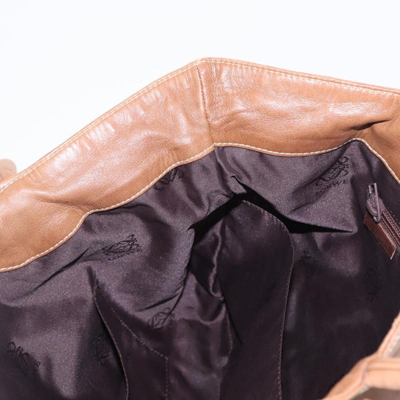 LOEWE Anagram Tote Bag Leather Brown Gold Auth 151671