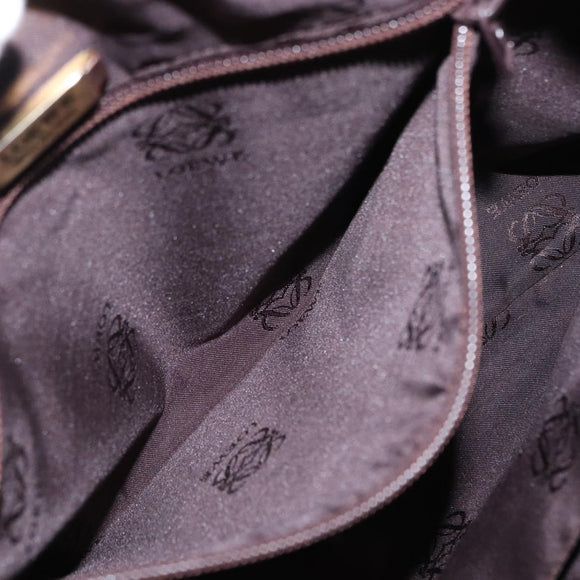 LOEWE Anagram Tote Bag Leather Brown Gold Auth 151671