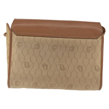 Christian Dior Honeycomb Canvas Shoulder Bag PVC Beige Gold Auth 151672 - 0