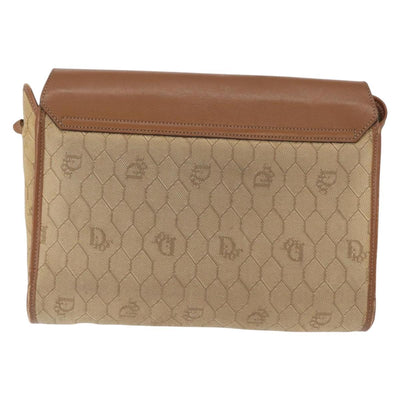 Christian Dior Honeycomb Canvas Shoulder Bag PVC Beige Gold Auth 151672 - 0