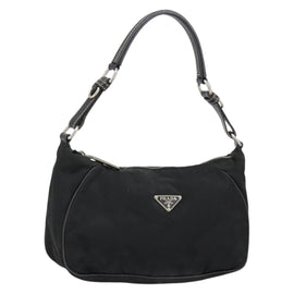 PRADA Shoulder Bag Nylon Black Silver Auth 151673