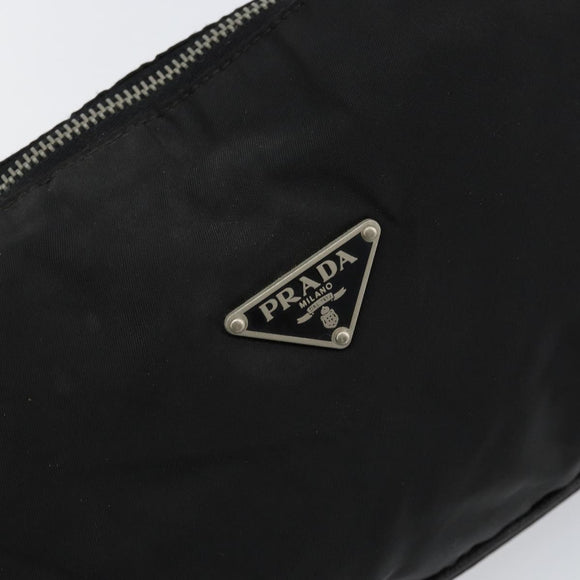 PRADA Shoulder Bag Nylon Black Silver Auth 151673