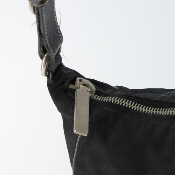 PRADA Shoulder Bag Nylon Black Silver Auth 151673
