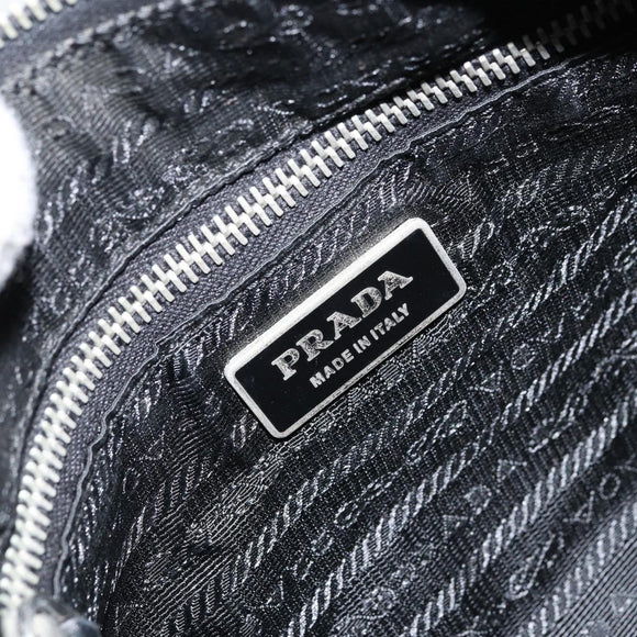 PRADA Shoulder Bag Nylon Black Silver Auth 151673