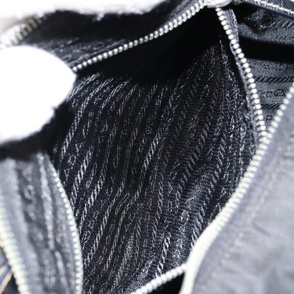 PRADA Shoulder Bag Nylon Black Silver Auth 151673