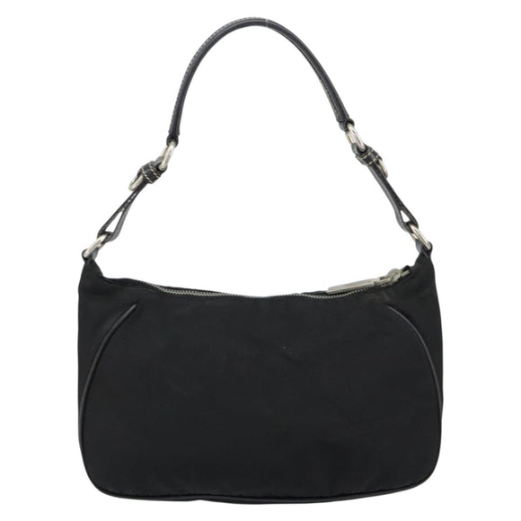 PRADA Shoulder Bag Nylon Black Silver Auth 151673