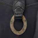 Christian Dior Hand Bag Leather Navy Gold Auth 151674-15