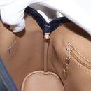 Christian Dior Hand Bag Leather Navy Gold Auth 151674-19