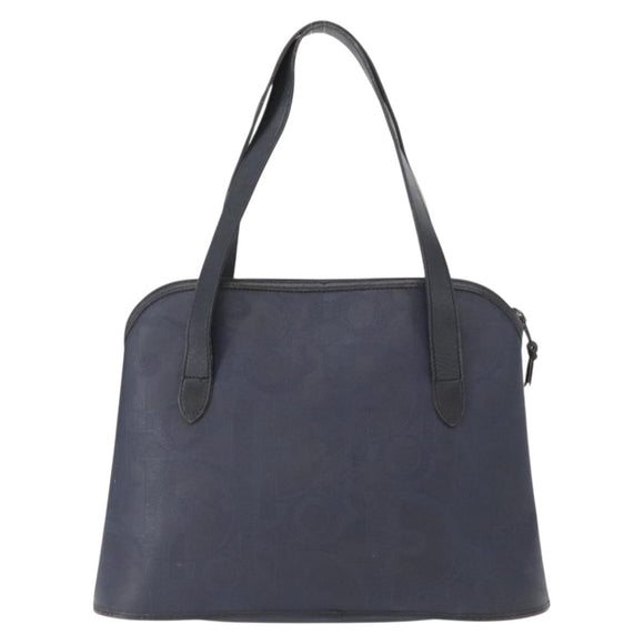 Christian Dior Hand Bag Leather Navy Gold Auth 151674