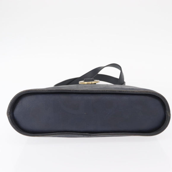 Christian Dior Hand Bag Leather Navy Gold Auth 151674