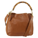 GUCCI Bamboo Shoulder Bag Leather 2way Brown Gold 001 0166 1638 Auth 151675-1