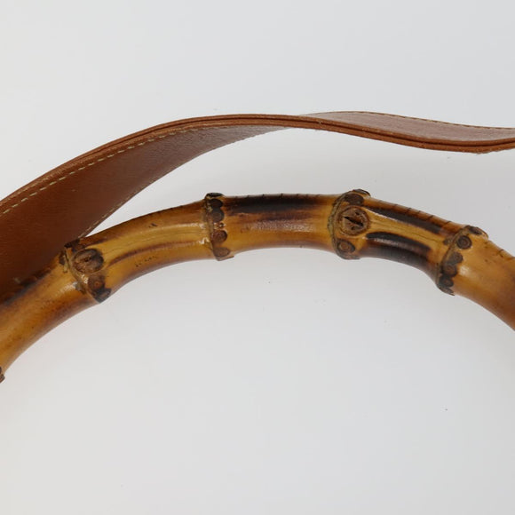 GUCCI Bamboo Shoulder Bag Leather 2way Brown Gold 001 0166 1638 Auth 151675