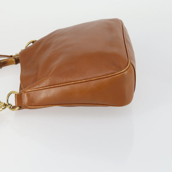 GUCCI Bamboo Shoulder Bag Leather 2way Brown Gold 001 0166 1638 Auth 151675